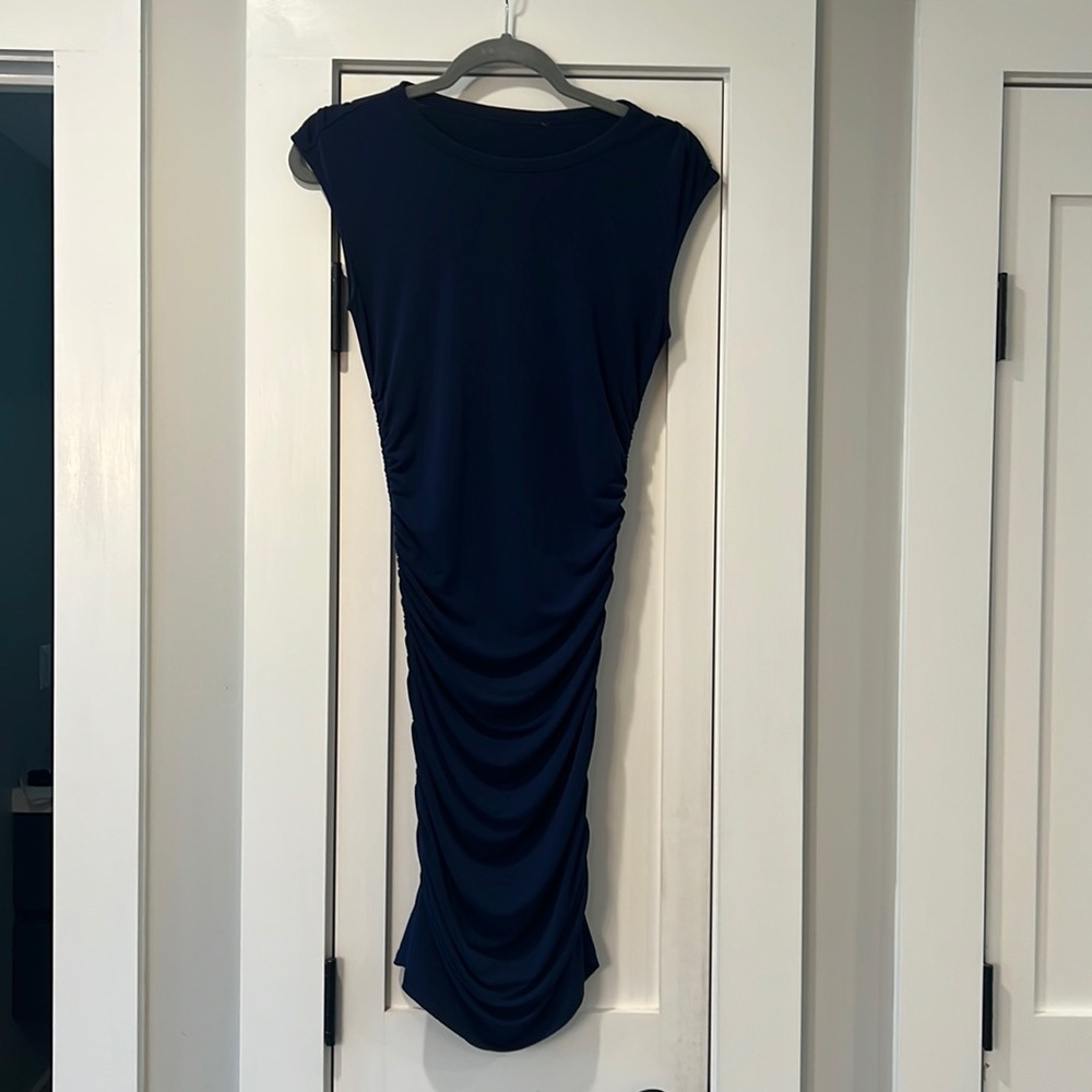 Navy bodycon side rouched dress size small